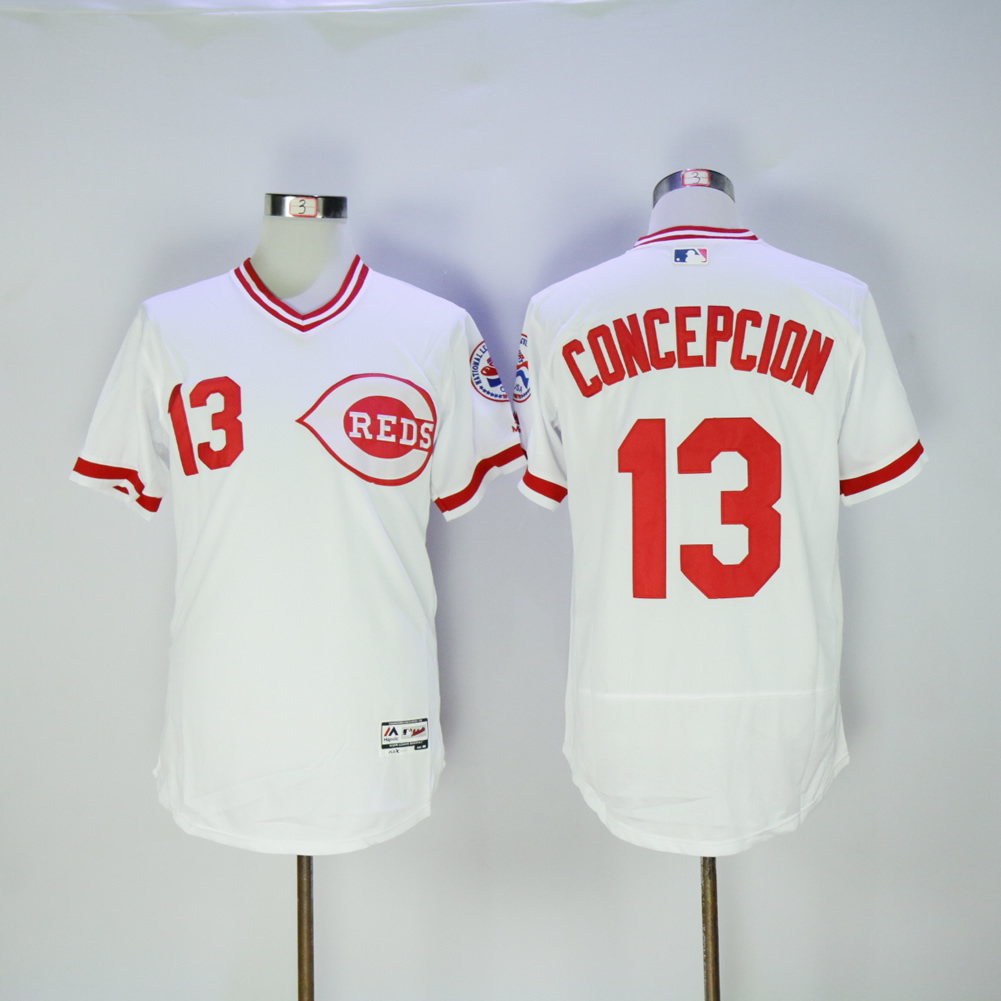 Men MLB Cincinnati Reds #13 Concepcion white Flexbase jerseys->cincinnati reds->MLB Jersey